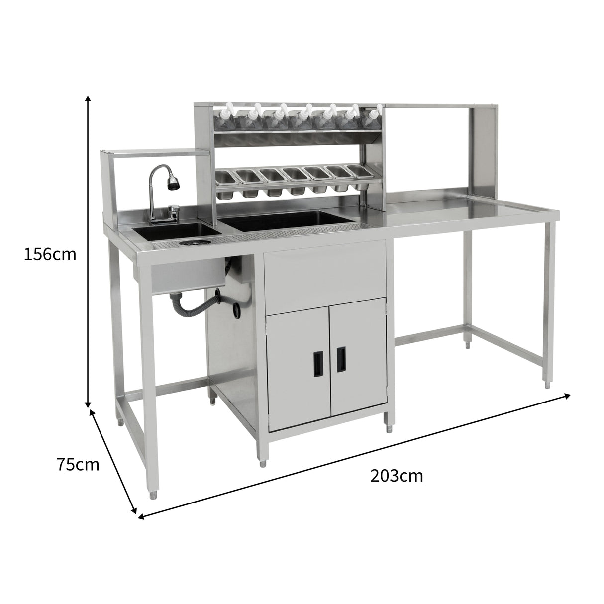 Boba Bubble Tea Arbetsstation Komplett Paket (Kylskåp med skjutdörrar)
