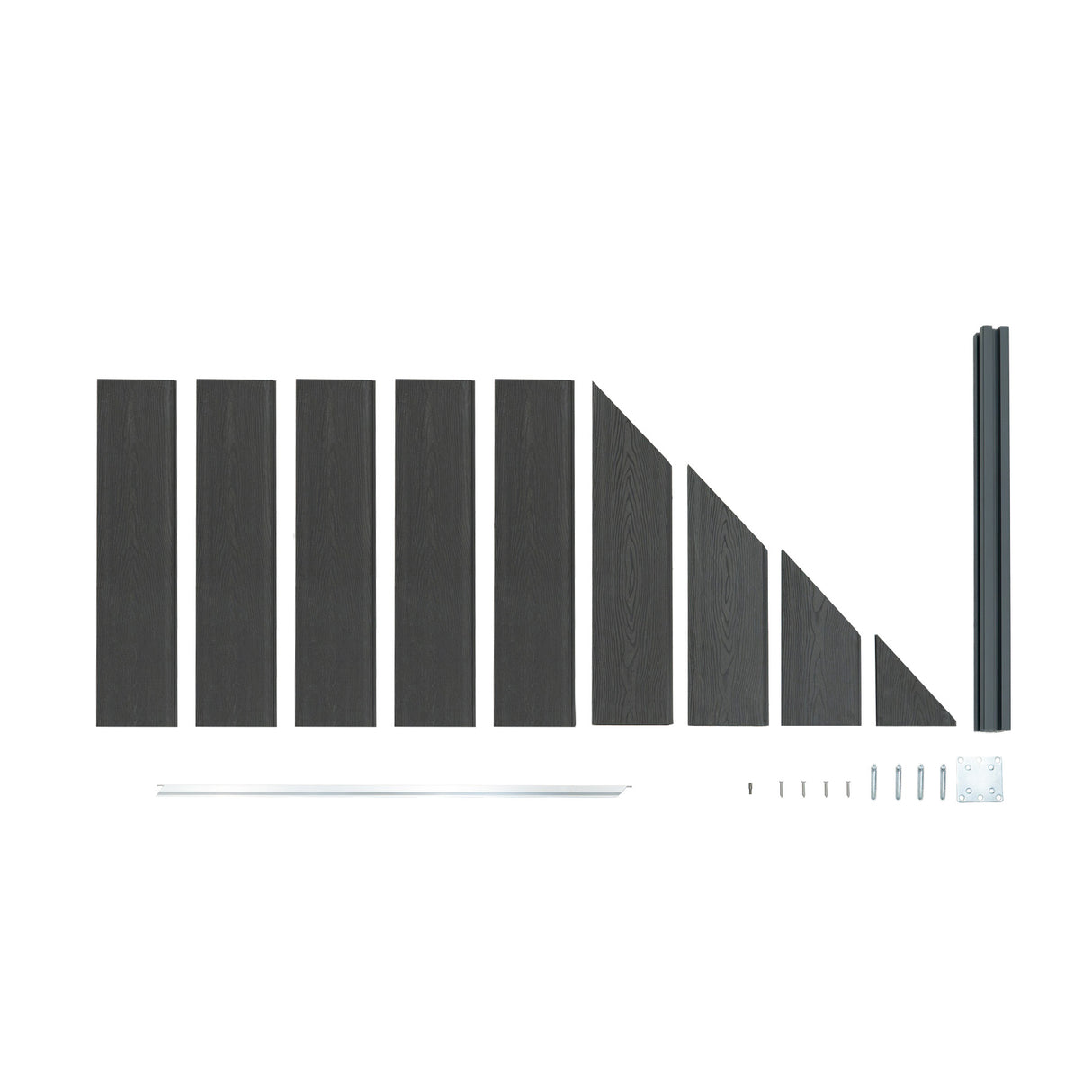 Staket för utomhusbruk i WPC och aluminium – 1x sned panel + 1 stolpar | Grå