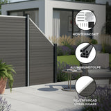 Staket för utomhusbruk i WPC och aluminium – 1x sned panel + 1 stolpar | Grå