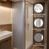 Rullbar Duschdörr för Husbil/Camper (Tambour) - Silver