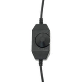 Svart strömbrytare med en rund ratt för att justera ljusstyrka, ansluten till en kabel för LED-ringlampa för dart