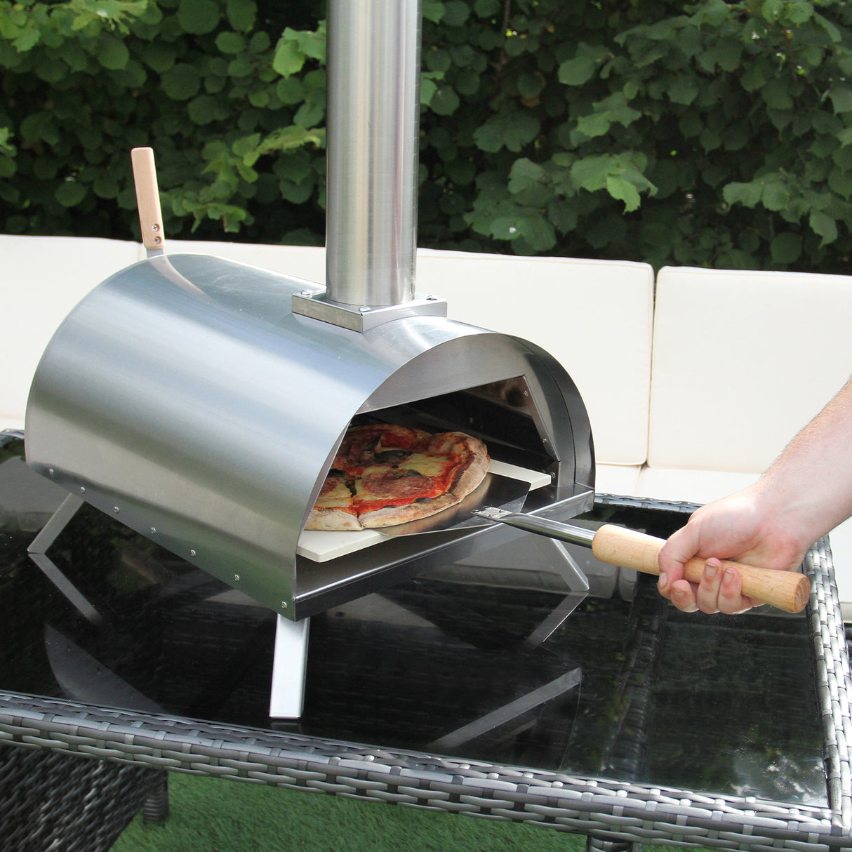 Aluminium Hörnsoffa för utomhusbruk 7-sits - Antracit Grå + Pizzaugn