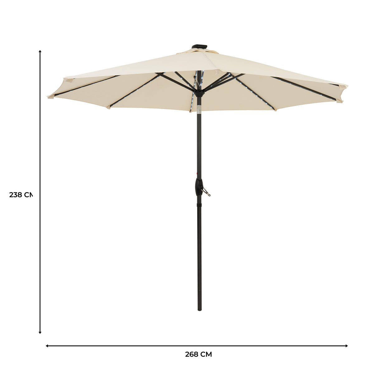 Lutbart LED-Parasoll 2,7 m – Krämvit