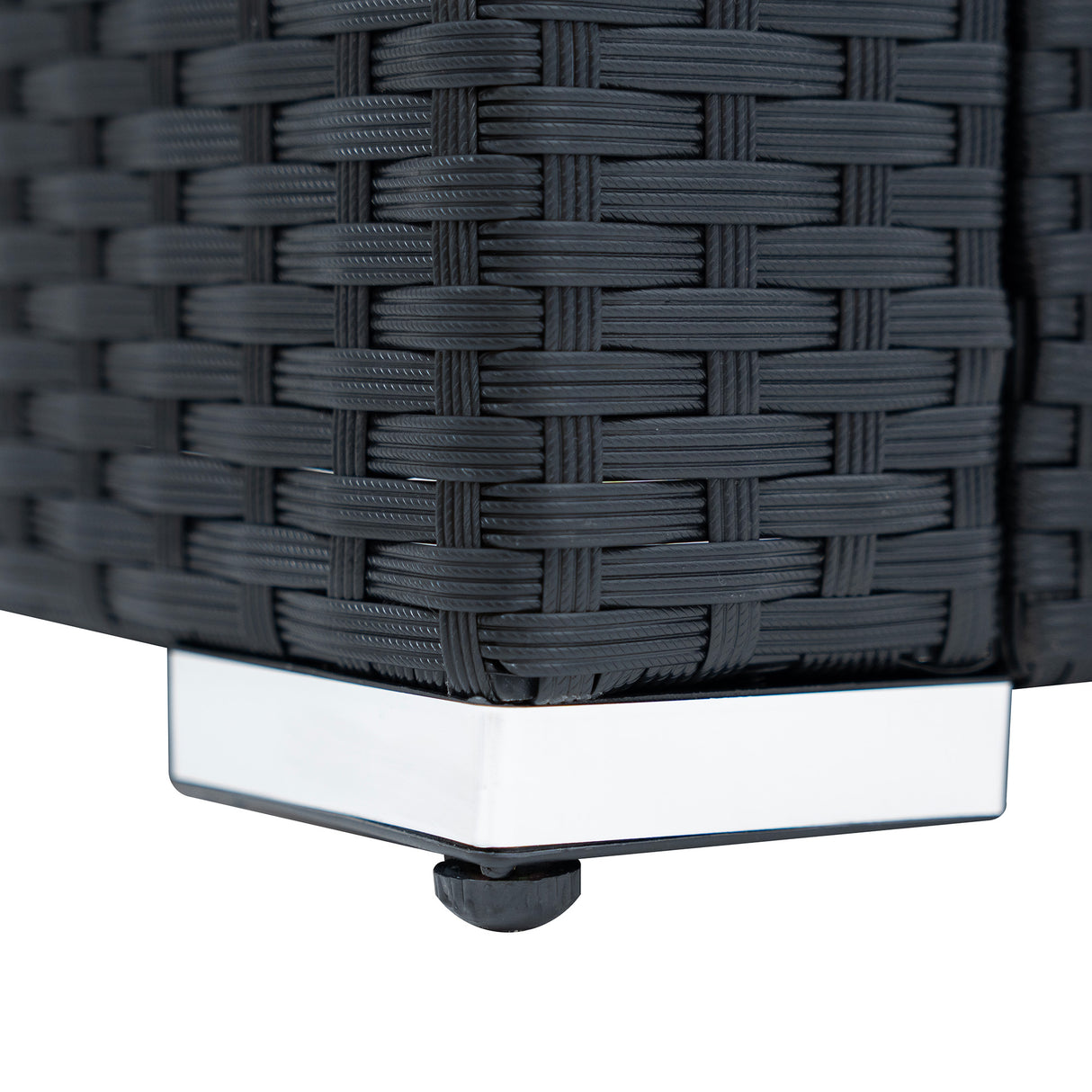 Rattanhörnsoffa med kompositbord – Svart