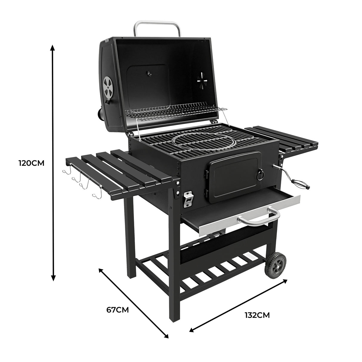 XL Kolgrill med Rökfunktion & Rökspån eller Rökbitar