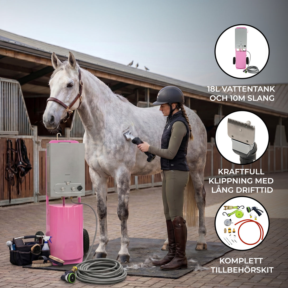 Hästdusch & Sladdlös Klippmaskin – Rosa