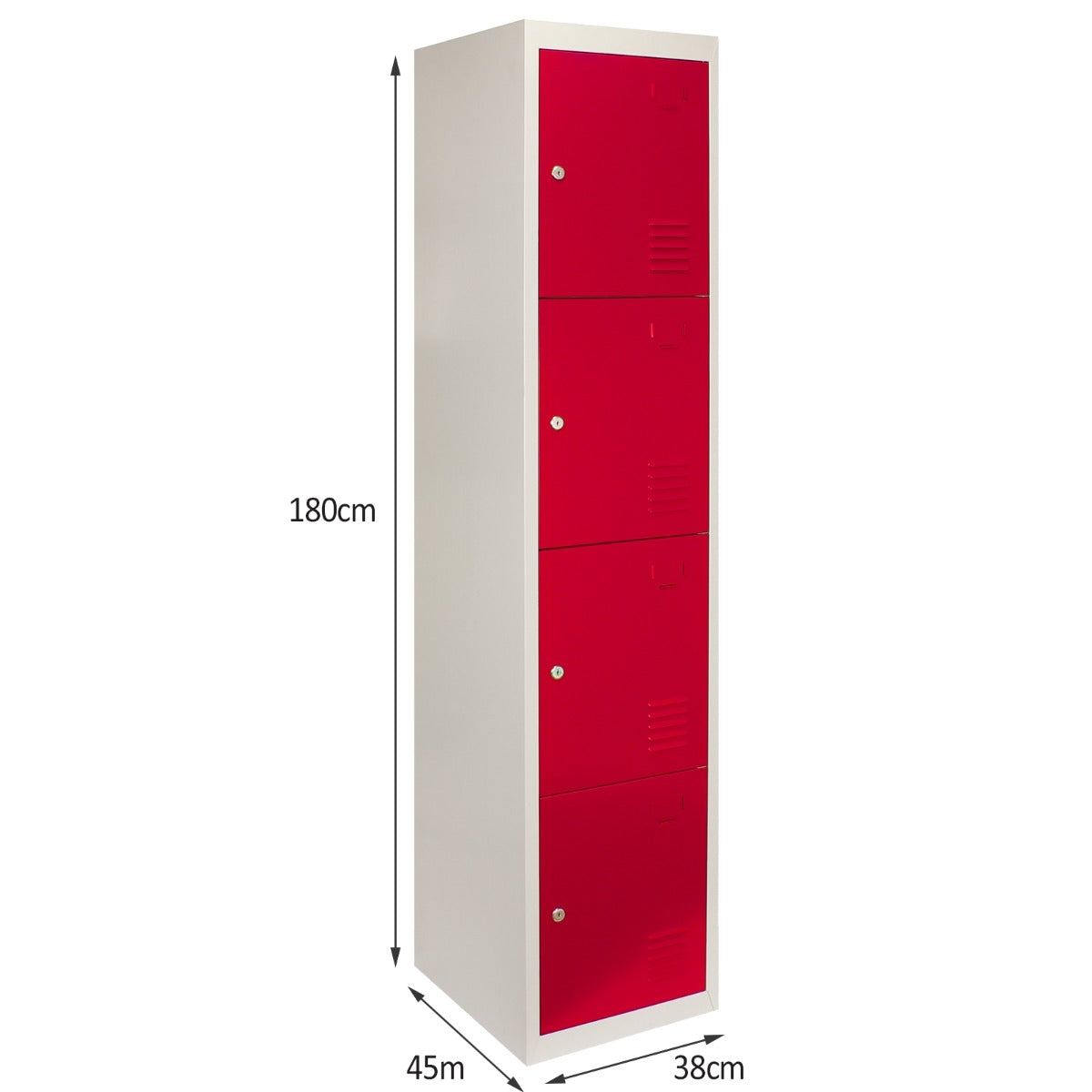 Metallskåp med 4 dörrar, Röd