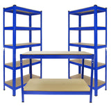 Monster Racking 2 x T-Rax 90cm Blå Arbetsbänk / Förvaringshylla i Metall