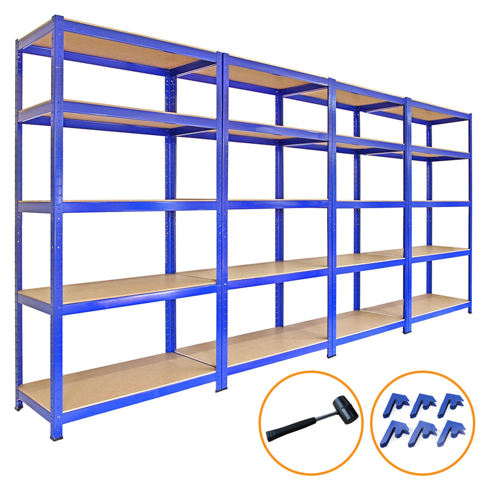 4 x 90 cm Blå Förvaringsenheter med 4200 kg Viktkapacitet GRATIS Ihopkopplingsfästen & Gummiklubba