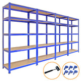 4 x 90 cm Blå Förvaringsenheter med 4200 kg Viktkapacitet GRATIS Ihopkopplingsfästen & Gummiklubba