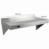 2 x Kommersiella Hyllor för Storkök i Rostfritt Stål 900 x 300 mm