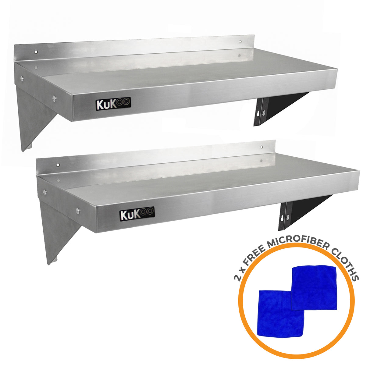 2 x Kommersiella Hyllor för Storkök i Rostfritt Stål 1000mm x 300mm