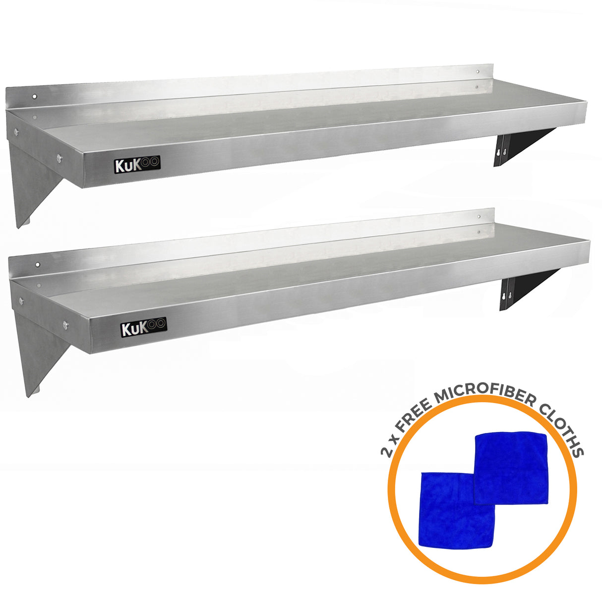 2 x Kommersiella Hyllor för Storkök i Rostfritt Stål 1400mm x 300mm