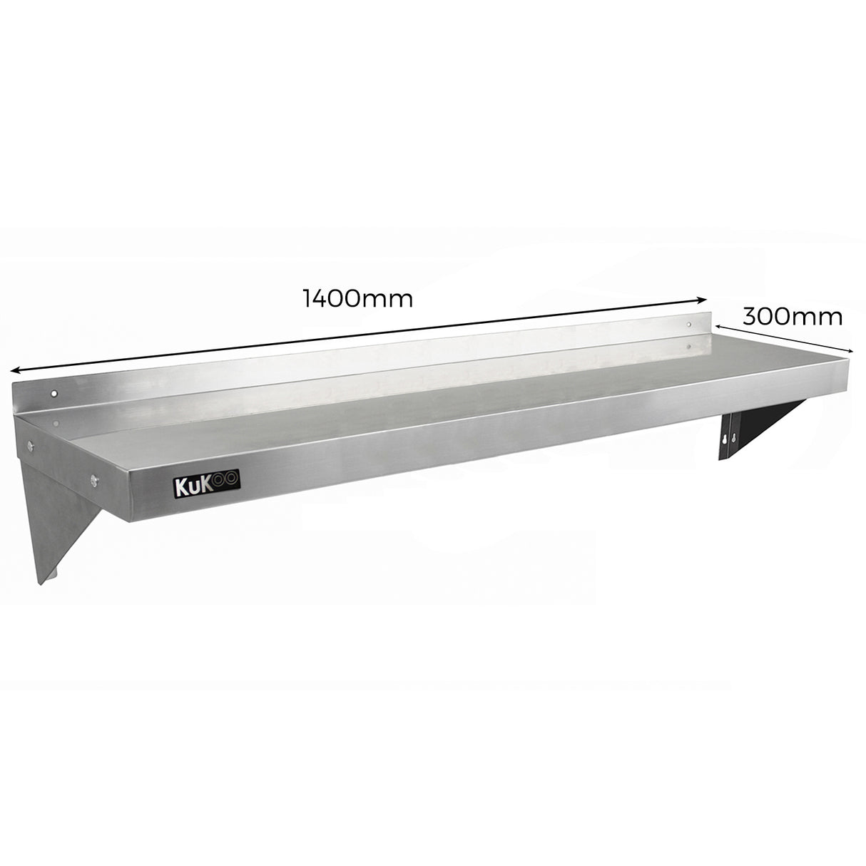 2 x Kommersiella Hyllor för Storkök i Rostfritt Stål 1400mm x 300mm