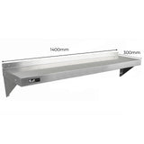 2 x Kommersiella Hyllor för Storkök i Rostfritt Stål 1400mm x 300mm