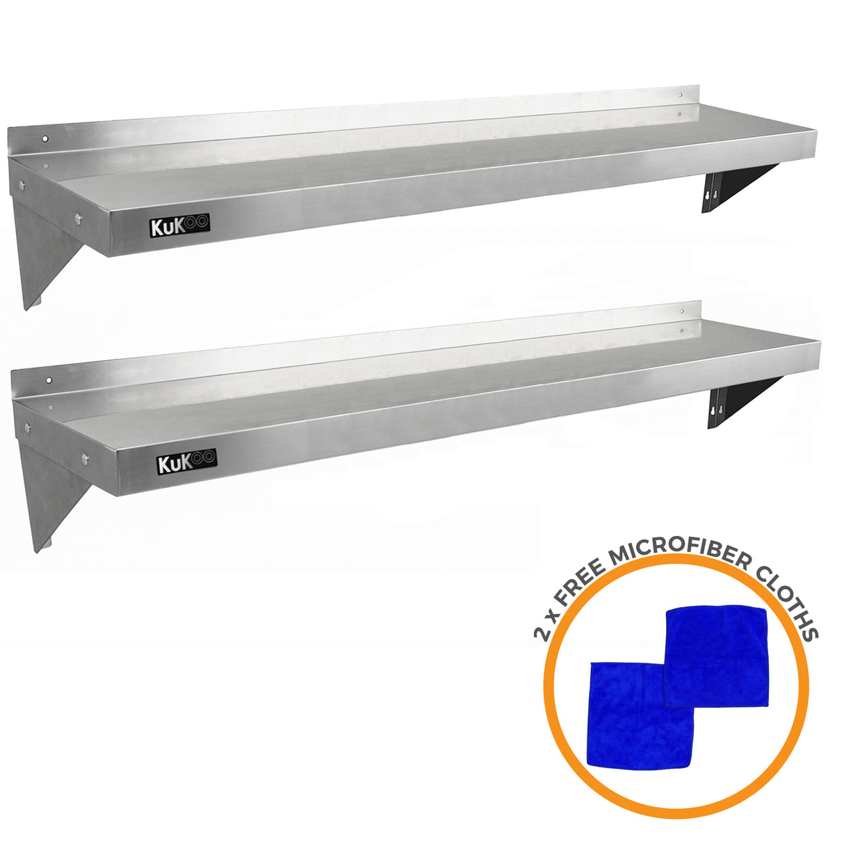 2 x Kommersiella Hyllor för Storkök i Rostfritt Stål 1500mm x 300mm