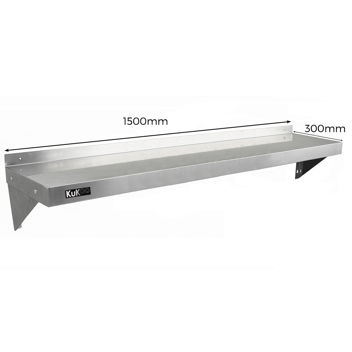 2 x Kommersiella Hyllor för Storkök i Rostfritt Stål 1500mm x 300mm