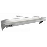2 x Kommersiella Hyllor för Storkök i Rostfritt Stål 1500mm x 300mm