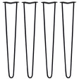 Svarta hårnålsben i metall, 71 cm långa och 10 mm tjocka, fyra stycken med en elegant, slank design för stabila möbler