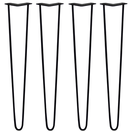 Svarta hårnålsben i metall, 71 cm långa och 10 mm tjocka, fyra stycken med en elegant, slank design för stabila möbler