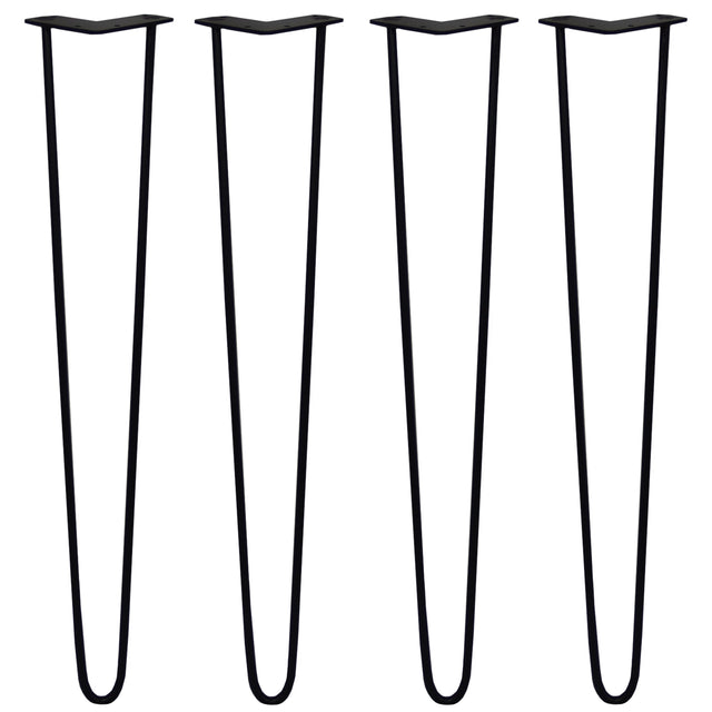 Svarta hårnålsben i metall, 71 cm långa och 10 mm tjocka, fyra stycken med en elegant, slank design för stabila möbler