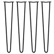 Svarta hårnålsben i metall, 4 stycken, 71 cm långa och 12 mm breda, med släta, böjda former för stabilitet och stil