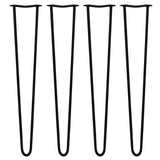 Svarta hårnålsben i metall, 4 stycken, 71 cm långa och 12 mm breda, med släta, böjda former för stabilitet och stil