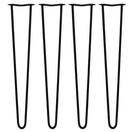 Svarta hårnålsben i metall, 4 stycken, 71 cm långa och 12 mm breda, med släta, böjda former för stabilitet och stil