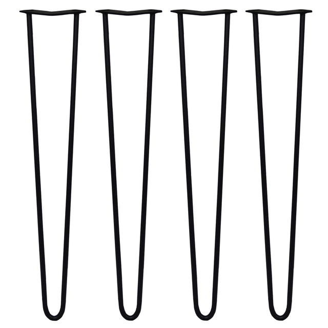 Svarta hårnålsben i metall, 4 stycken, 71 cm långa och 12 mm breda, med släta, böjda former för stabilitet och stil