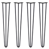 Svarta hårnålsben i metall, 71 cm långa och 10 mm tjocka, med en modern, minimalistisk design för möbelstöd