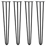 4 x 71 cm Hårnålsben - 3 Stänger - 12 mm - Svart