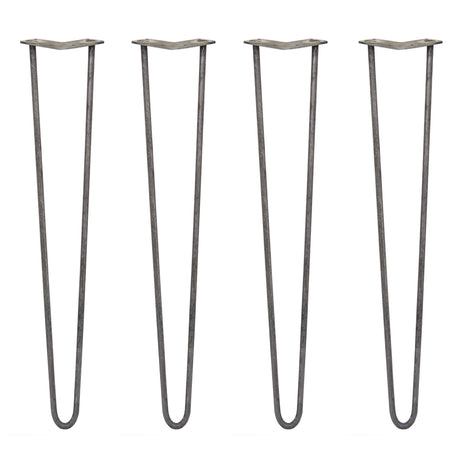 Svart stål hårnålsben, 71 cm långa, med en 12 mm tjocklek, fyra stycken med en enkel, elegant design för stabilitet