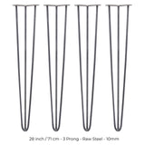 4 x 71 cm Hårnålsben - 3 Stänger - 10 mm - Stål