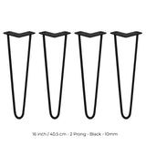 4 x 40 cm Hårnålsben - 2 Stänger - 10 mm - Svart