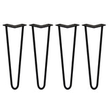 Svarta hårnålsben i metall, 40 cm långa och 12 mm tjocka, med en elegant V-form och slät yta, perfekt för möbelprojekt
