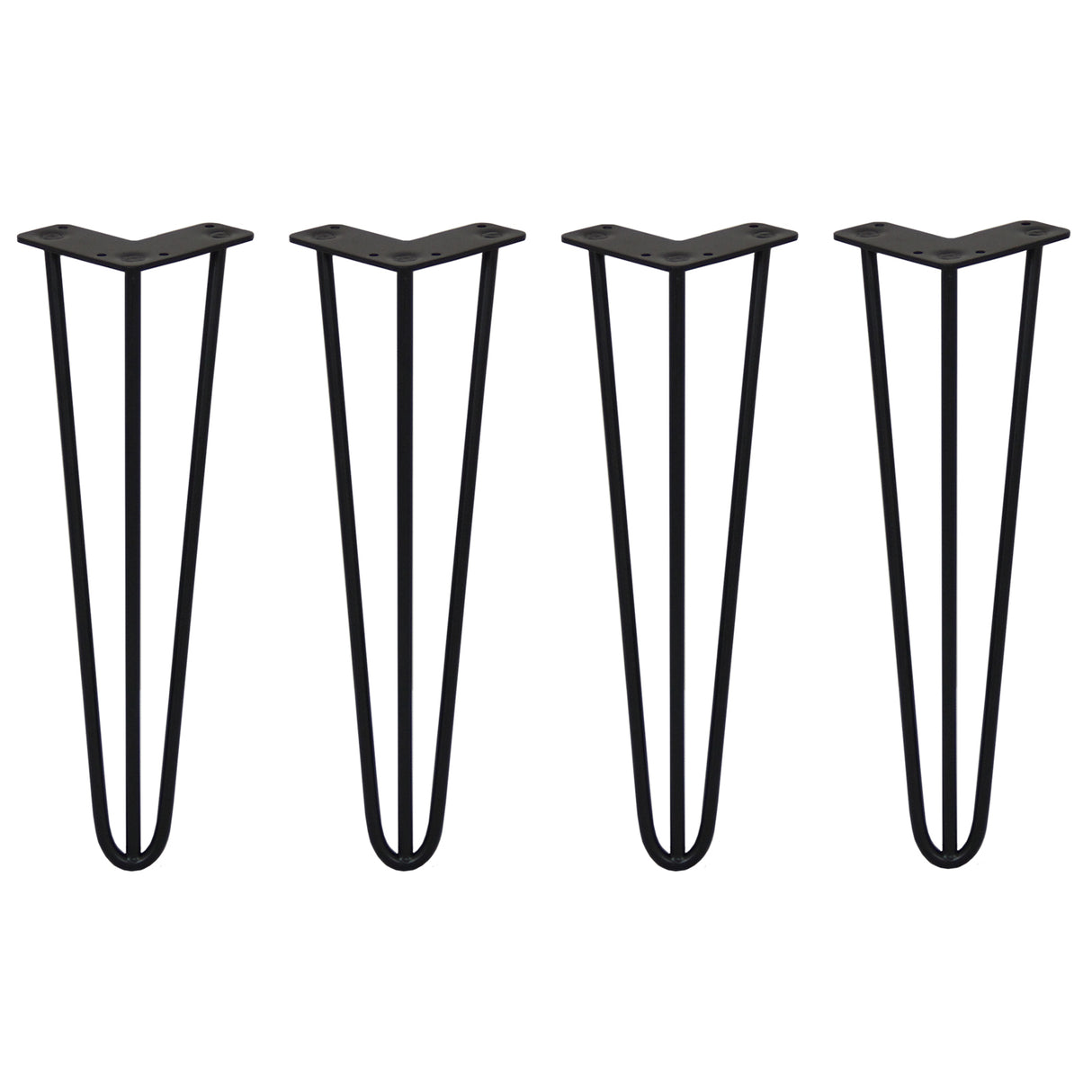 Svarta hårnålsben i metall, 4 stycken, 40 cm långa, med tre stänger och 10 mm tjocklek, perfekt för möbelbygge och renovering