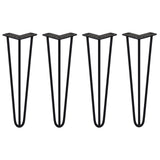 Svarta hårnålsben i metall, 4 stycken, 40 cm långa, med tre stänger och 10 mm tjocklek, perfekt för möbelbygge och renovering