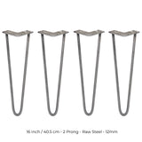 4 x 40 cm Hårnålsben - 2 Stänger - 12 mm - Stål