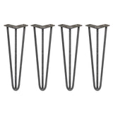 Svart stål hårnålsben i V-form, 40 cm långa, med tre stänger och 12 mm tjocklek, perfekt för möbelben eller DIY-projekt