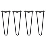 Svarta hårnålsben i metall, 35 cm långa, med en elegant V-form och släta ytor, perfekta för att skapa moderna möbler