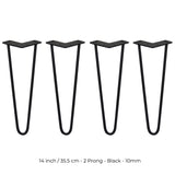 4 x 35 cm Hårnålsben - 2 Stänger - 10 mm - Svart