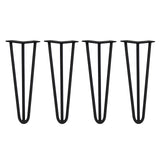 Svarta hårnålsben i metall, 4 stänger, 35 cm långa och 12 mm breda, med en slät och modern design för stabilitet och stil