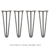 4 x 35 cm Hårnålsben - 3 Stänger - 12 mm - Stål