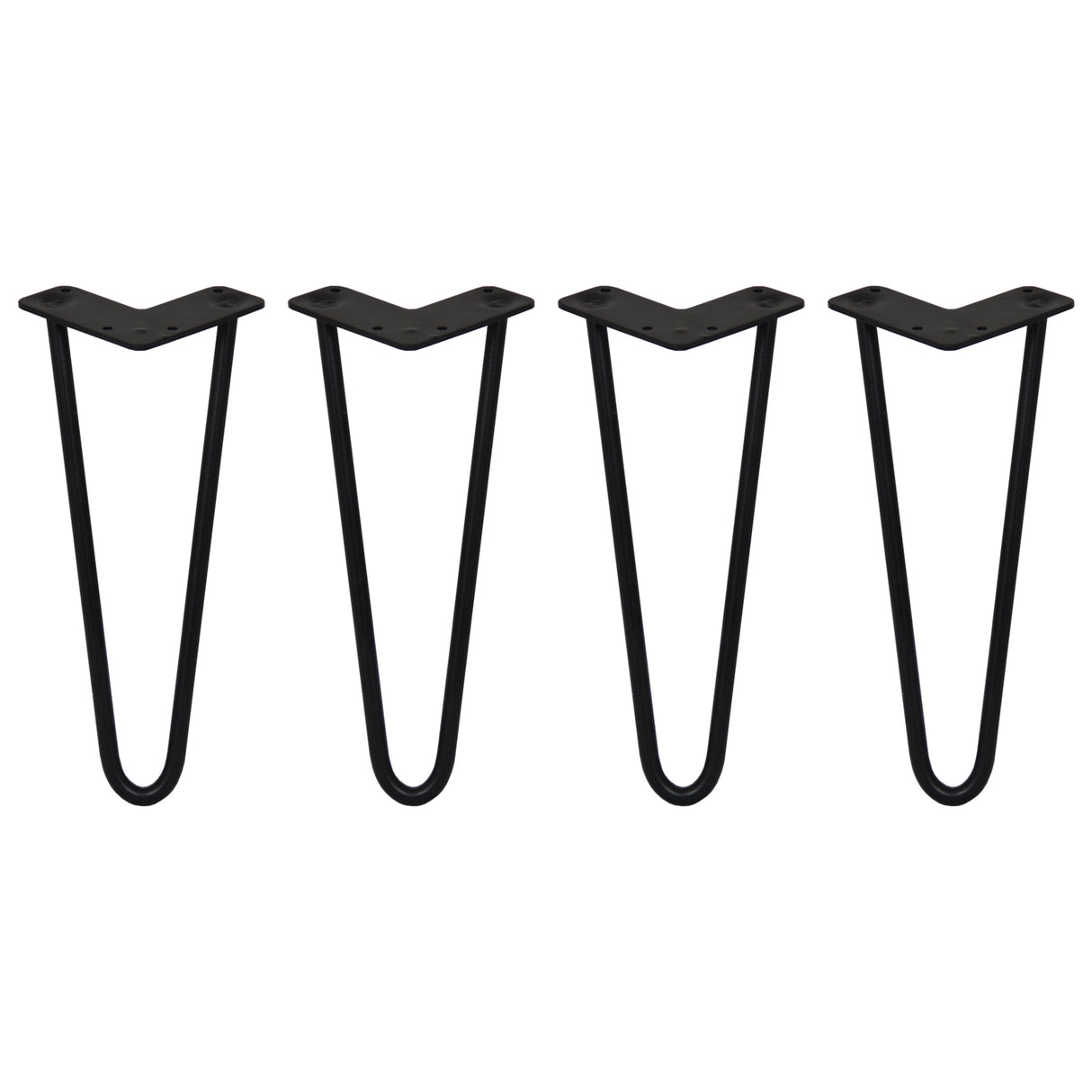 Svarta hårnålsben i metall, 30 cm långa, med en V-formad design och 12 mm tjocklek, perfekt för möbelben eller DIY-projekt