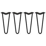 Svarta hårnålsben i metall, 30 cm långa, med en V-formad design och 12 mm tjocklek, perfekt för möbelben eller DIY-projekt