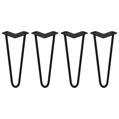 Svarta hårnålsben i metall, 30 cm långa, med en V-formad design och 12 mm tjocklek, perfekt för möbelben eller DIY-projekt