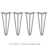 4 x 30 cm Hårnålsben - 3 Stänger - 10 mm - Stål