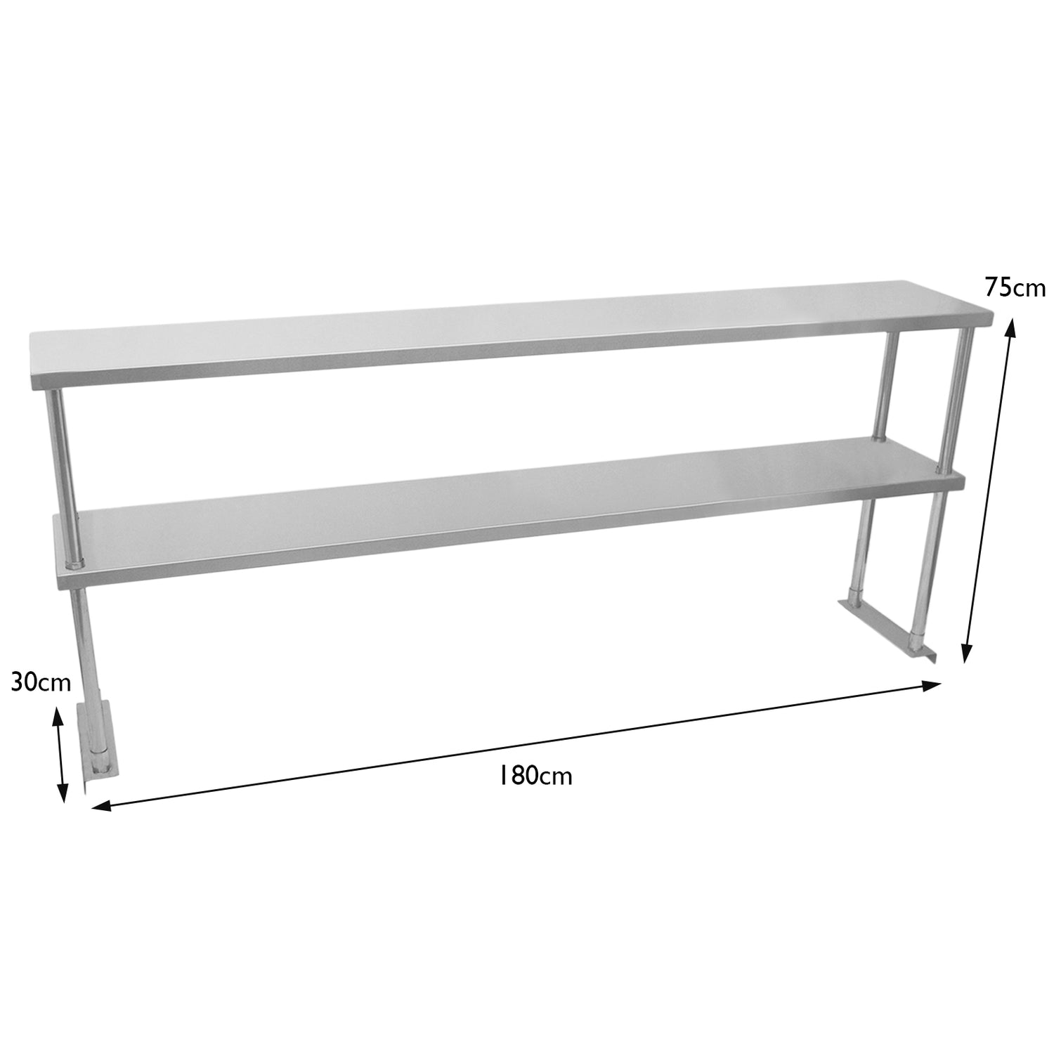 Kukoo 180cm Catering Arbetsstation med Dubbel Överhylla