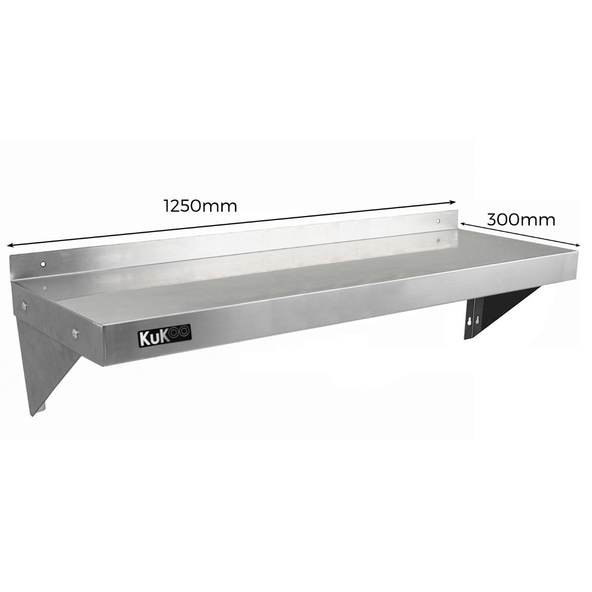 150cm Catering Bänk i Rostfritt Stål & 2 x Väggmonterade Hyllor