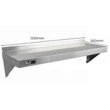 150cm Catering Bänk i Rostfritt Stål & 2 x Väggmonterade Hyllor